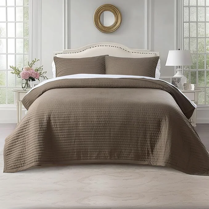 Quality KASENTEX Oversized Queen Quilt Set 102 quot x106 quot – Soft Washed 3-Layer Lightweight Bedspread Minimalist Nordic Design All-Season Spring amp Summer Quilt Set 1 Quilt 2 Pillow Shams Cub Powerful