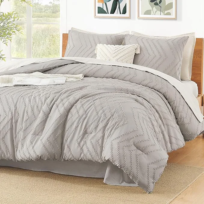 High-End Litanika Comforter Oversized King Size Set Linen 3 Pieces Chevron Tufted Solid Bedding Comforter Sets Fluffy Bed Set Advanced