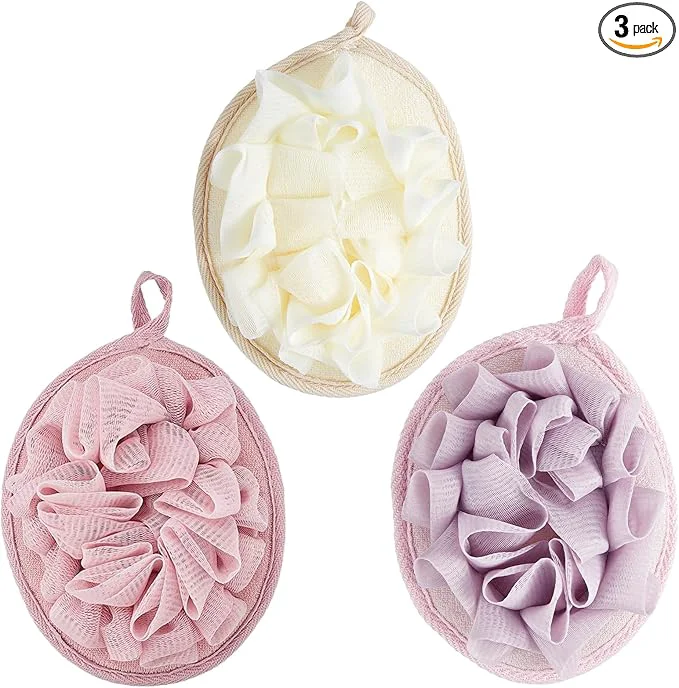 Secure Boao 3 Pcs Bath Shower Pouf Sponge Mesh Pouf Shower Ball Exfoliating Body Elite
