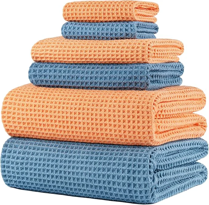 Safe POLYTE 430 GSM Microfiber Quick Dry Lint Oversize Bath Towel Set 6 Piece Reusable