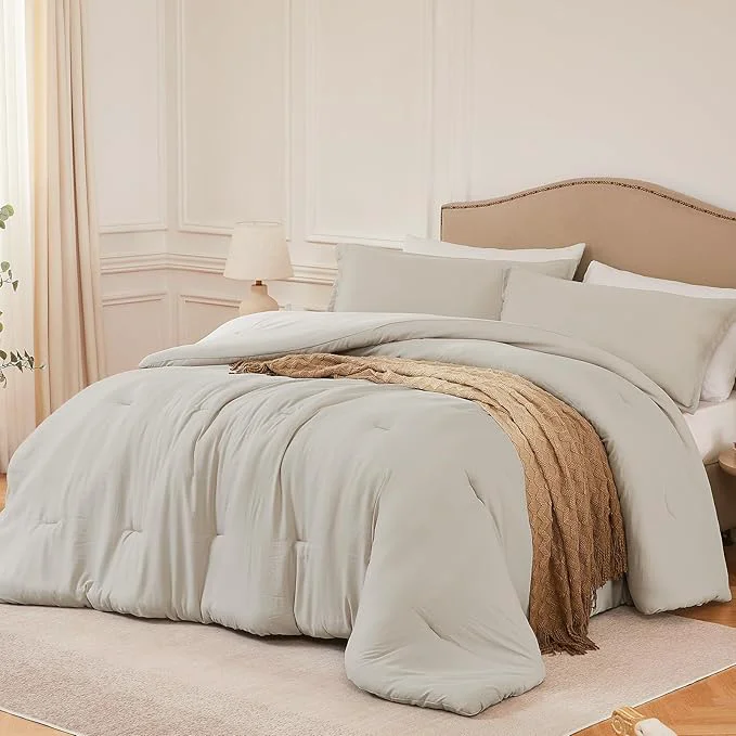 Trusted California King Comforter Set Oatmeal 3PCS Soft Lightweight Breathable Bedding Comforter Sets for All Season Cal King 104 39 39 ×96 39 39 Comforter amp 2 Pillowcases Recyclable