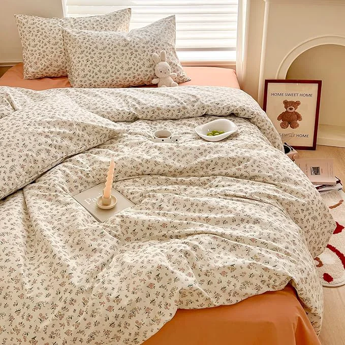 Exclusive HighBuy Pink Floral Comforter Set Queen Teen Girl Bedding Comforter Set for Queen Bed Chic Shabby Bohemian Floral Comforter with 2 Pillowcases Garden Style Bedding Sets Excellent