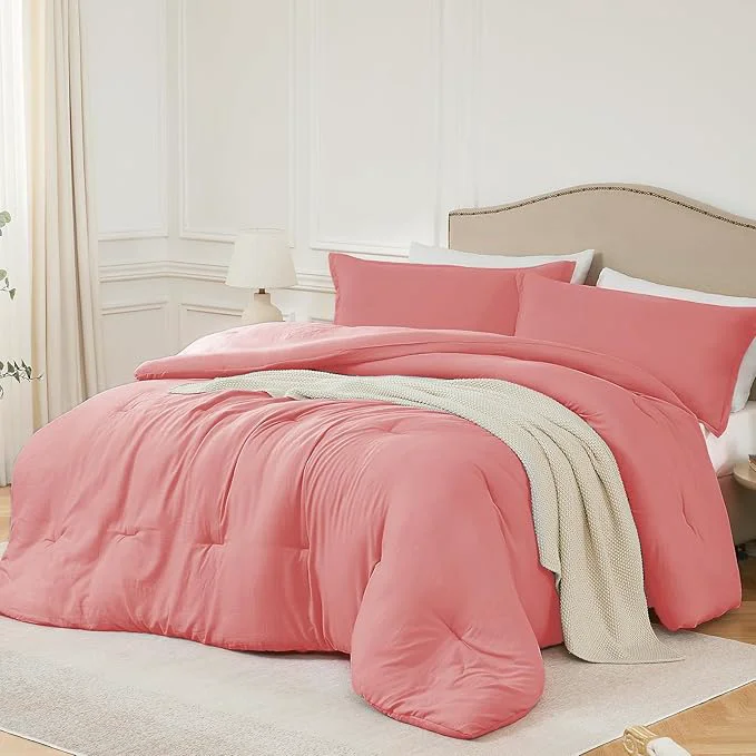 Artisan King Comforter Set Peach Pink 3PCS Soft Lightweight Breathable Bedding Comforter for All Season King Size 104 39 39 ×90 39 39 Comforter amp 2 Pillowcases High-End