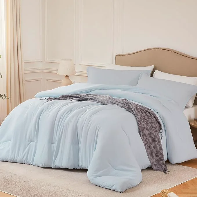 Premium Material California King Comforter Set SkyBlue 3PCS Soft Lightweight Breathable Bedding Comforter Sets for All Season Cal King 104 39 39 ×96 39 39 Comforter amp 2 Pillowcases Genuine