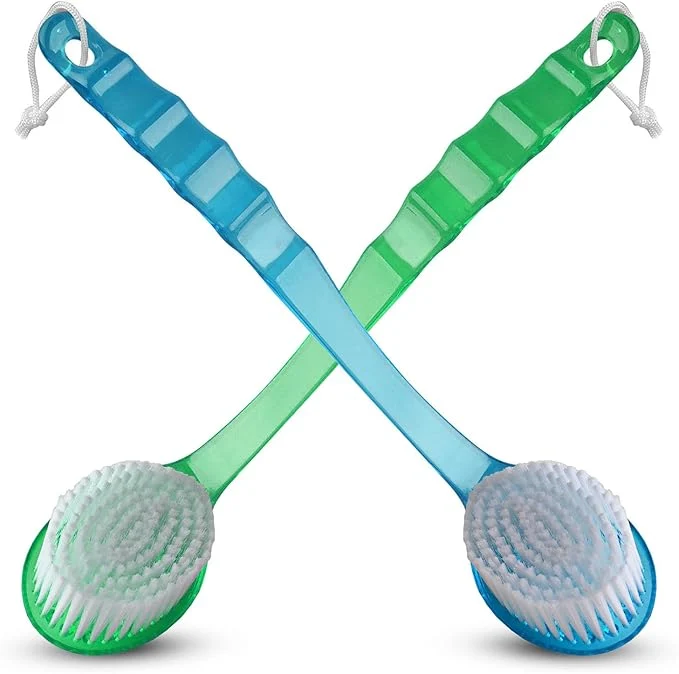 Authentic 2 Pack Bath Body Brush Long Handle Back Shower Brush Exfoliating Back and Feet Soft