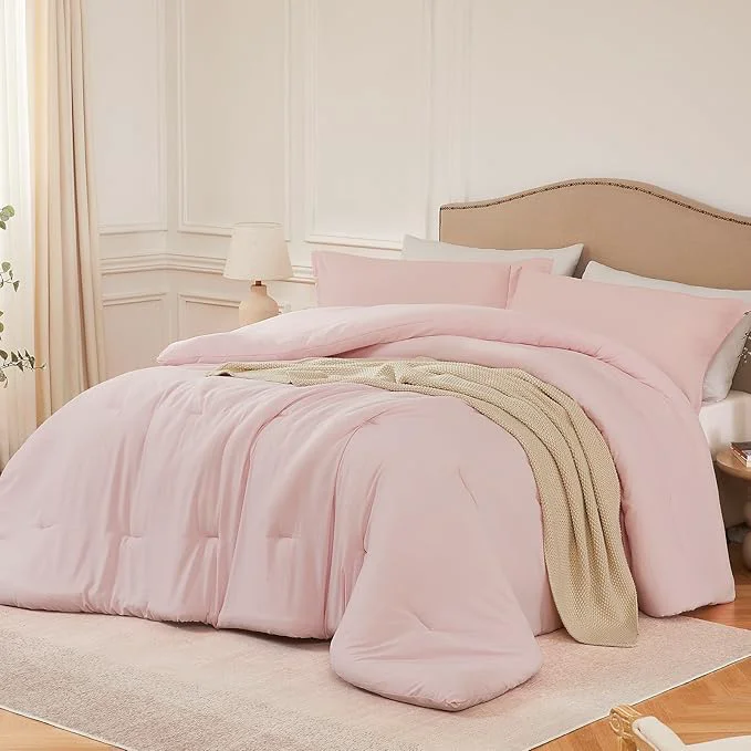 Refined Queen Comforter Sets Blushpink 3PCS Soft Lightweight Breathable Bedding Comforter Sets for All Season Queen Size 90 39 39 ×90 39 39 Comforter amp 2 Pillowcases Safe