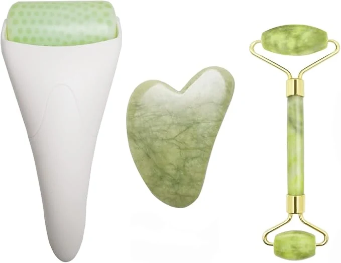 Modern Chikoni 3 in 1 Ficial Face Ice Jade Roller and Gua Sha Tool Natural Jade Easy-to-Use