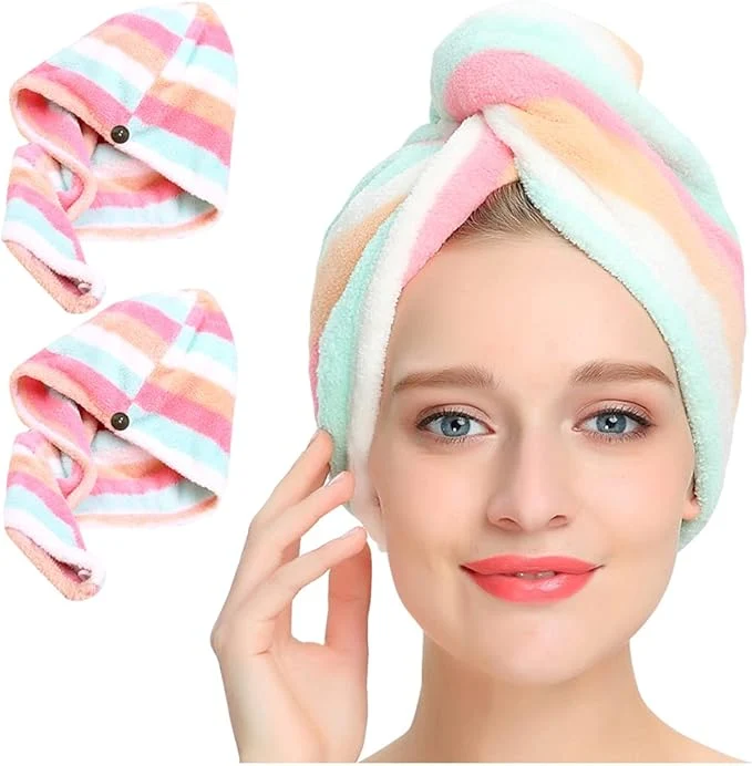 Crafted AuroTrends Microfiber Hair Towel 2Pack Hair Towel Wrap High-Quality