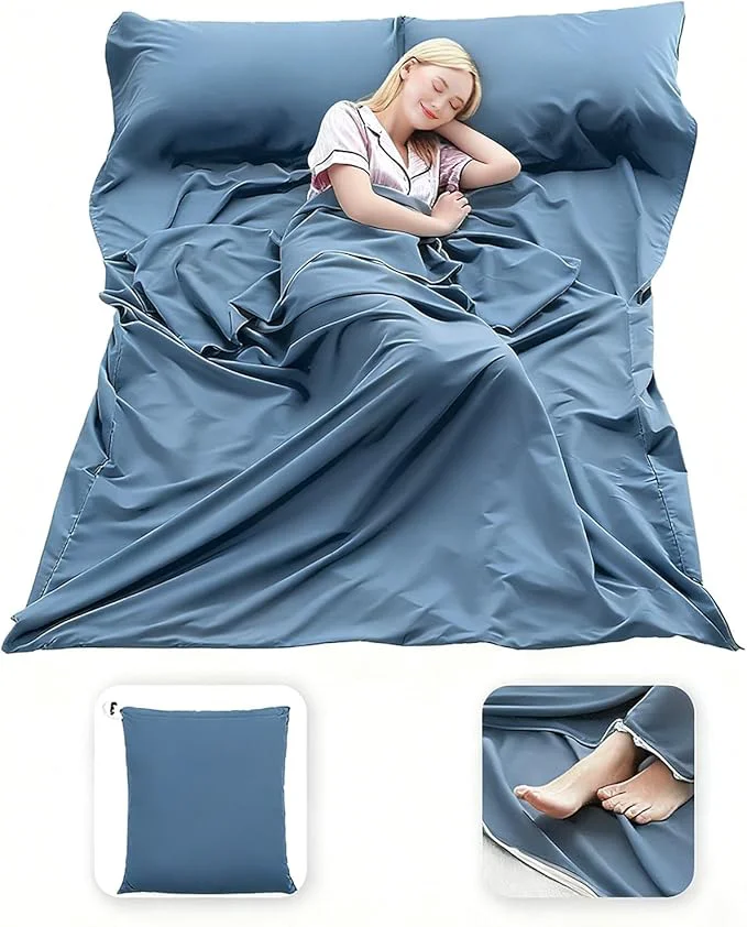 Easy-to-Use Sleeping Bag Liner Lightweight Compact Sleeping Bag Sack Portable Clean Travel Sheet Camping Sleep Sheet for Backpacking Hotel Hiking Classic