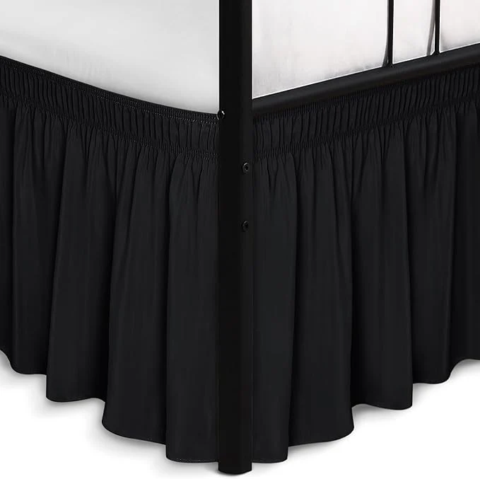 Comfortable Biscaynebay Wrap Around Bed Skirts with Split Corners for Twin Twin XL Beds 18 quot Drop Black Adjustable Elastic Dust Ruffles Easy Fit Wrinkle Resistant Silky Luxurious Fabric Machine Washable Trusted