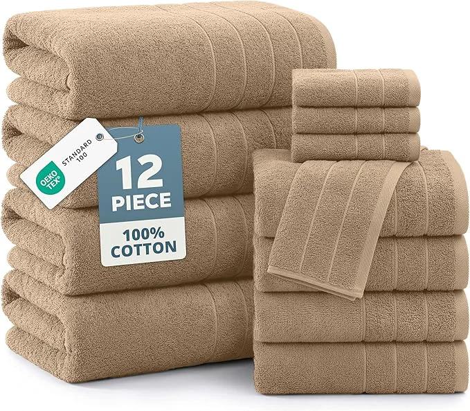 Reusable Casa Platino 12 Pcs Premium Cotton Towel Set Comfortable