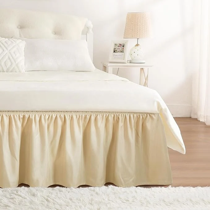 Casual RIMELA Oatmeal Bed Skirt King Size 15 Inch Drop Elastic Bed Skirting for Bed Base and Frame Bedding Dust Ruffle Easy to Install Lightweight Wrap Around Adjustable Bedskirt Selected