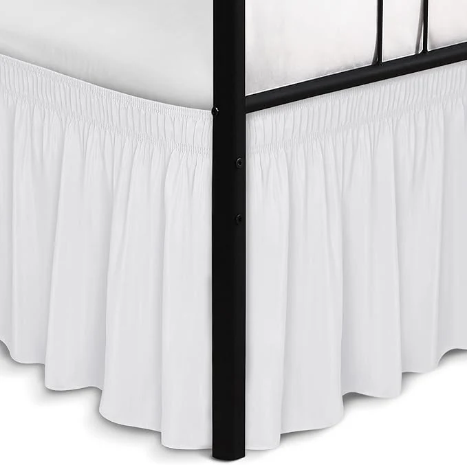 Selected Biscaynebay Wrap Around Bed Skirts with Split Corners for Full Beds 17 quot Drop White Elastic Dust Ruffles Adjustable Easy Fit Wrinkle amp Fade Resistant Silky Luxurious Fabric Machine Washable Clean