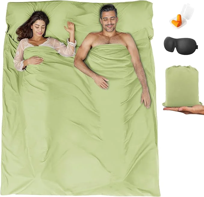 Original Sleeping Bag Liner Travel Sheet amp Adult Sleep Sack Camping Sheets Travel Sleep Sack for Backpacking Hotels amp Hostels -Lightweight Single amp Double Travel Sheet Camping Sheets Exclusive