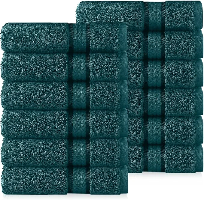 Contemporary Cotton Craft Ultra Soft 12 Pack Wash Cloths 12×12 Teal Weighs 2 Ounces Each Trusted