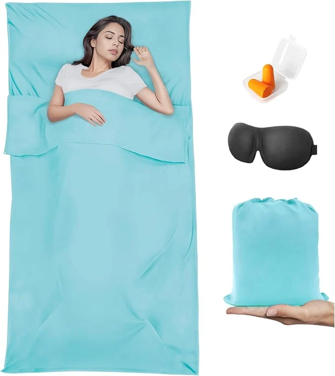 First-Class Sleeping Bag Liner Travel Sheet amp Adult Sleep Sack Camping Sheets Travel Sleep Sack for Backpacking Hotels amp Hostels -Lightweight Single amp Double Travel Sheet Camping Sheets Pure