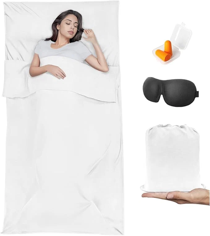 Detailed Sleeping Bag Liner Travel Sheet amp Adult Sleep Sack Camping Sheets Travel Sleep Sack for Backpacking Hotels amp Hostels -Lightweight Single amp Double Travel Sheet Camping Sheets Organic