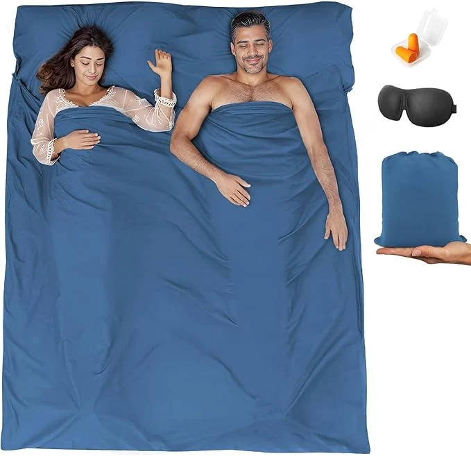 Natural Sleeping Bag Liner Travel Sheet amp Adult Sleep Sack Camping Sheets Travel Sleep Sack for Backpacking Hotels amp Hostels -Lightweight Single amp Double Travel Sheet Camping Sheets Elite