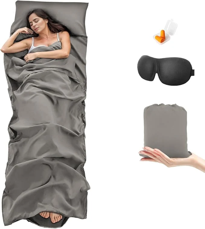 Proven Sleeping Bag Liner Travel Sheet amp Adult Sleep Sack Camping Sheets Travel Sleep Sack for Backpacking Hotels amp Hostels -Lightweight Single amp Double Travel Sheet Camping Sheets Relaxed