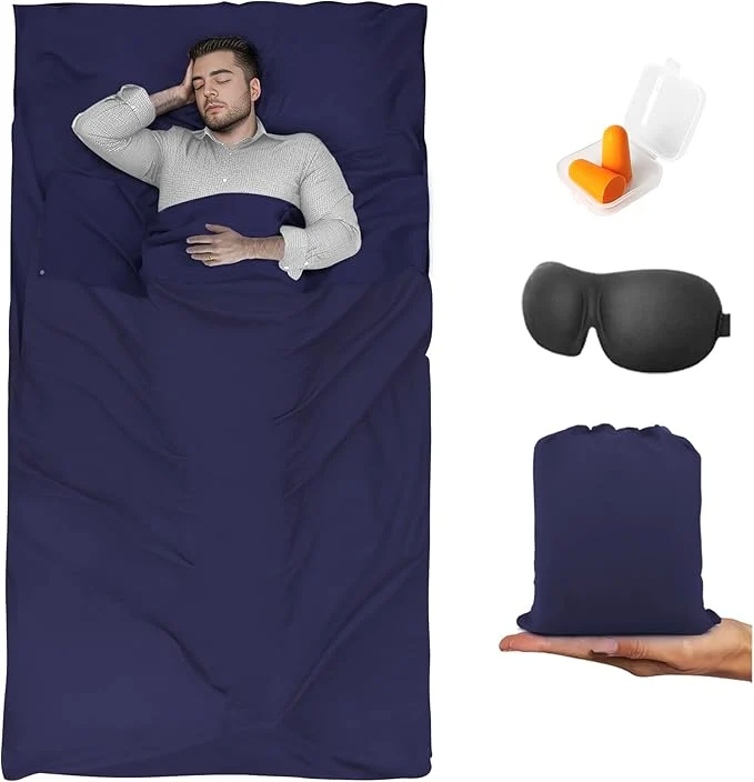 First-Class Sleeping Bag Liner Travel Sheet amp Adult Sleep Sack Camping Sheets Travel Sleep Sack for Backpacking Hotels amp Hostels -Lightweight Single amp Double Travel Sheet Camping Sheets Safe