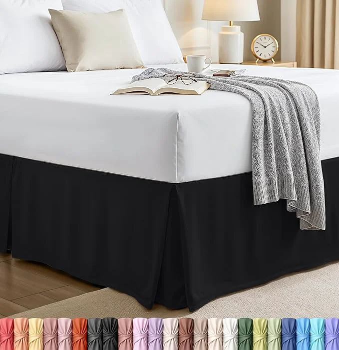 Long-Lasting Utopia Bedding Full Bed Skirt – Soft Quadruple Pleated Ruffle – Easy Fit with 16 Inch Tailored Drop – Hotel Quality Shrinkage and Fade Resistant Full Black Optimized