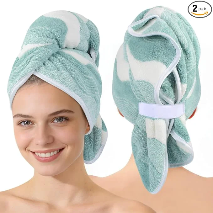 Premium Material SUNLAND Microfiber Hair Towels Anti Frizz Hair Drying Towel Super Absorbent Trusted