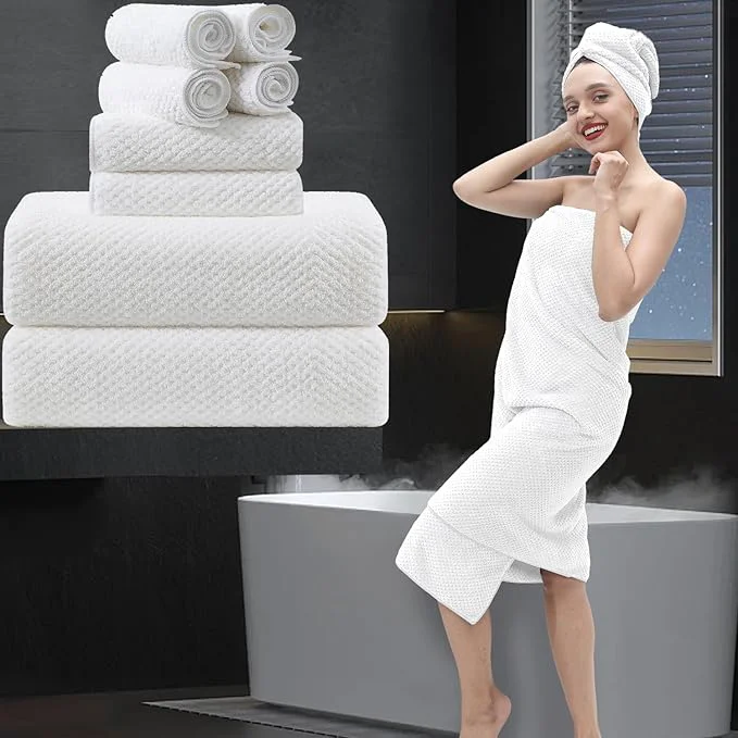 Safe 8 Piece Bathroom Towel Set White 2 Oversized Large Bath Towels Sheet 2 Hand Environmentally Friendly