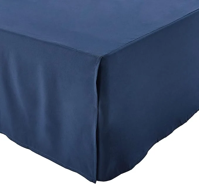 Minimalist Amazon Basics Lightweight Pleated Dust Ruffle Bed Skirt Wrinkle and Fade Resistant Machine Washable Full Navy Blue Elegant