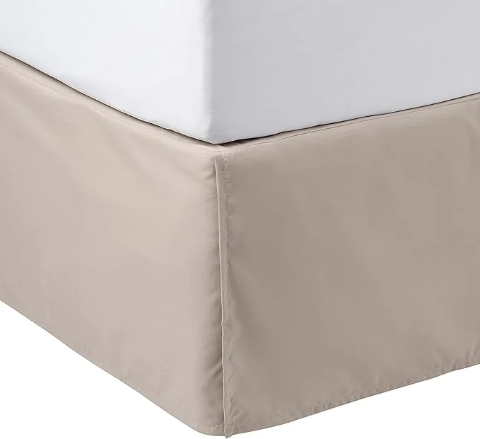 Eco-Friendly Amazon Basics Lightweight Pleated Bed Skirt Wrinkle and Fade Resistant Machine Washable Queen Taupe Genuine
