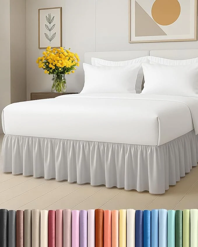 Advanced Bedskirt Twin Size Ruffle – 12 inch Drop Dust Ruffle Bed Skirt with Platform – Soft Easy Fit Premium Hotel Quality – Wrinkle Fade amp Shrink Resistant – for Women Men Kids and Teens – French Grey Exclusive