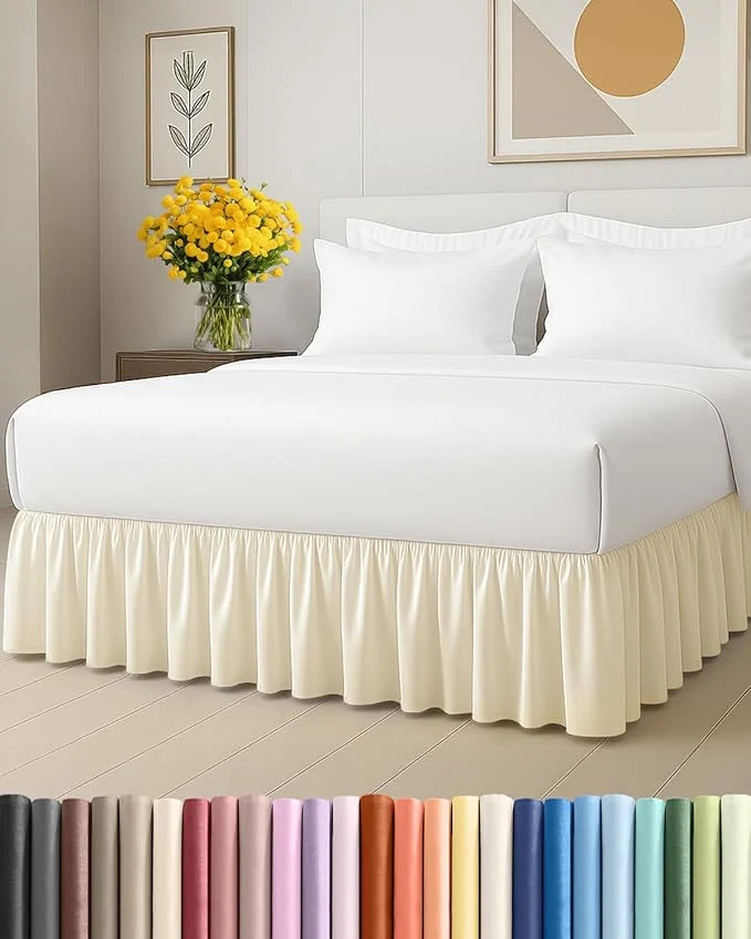 Innovative Bedskirt Twin Size Ruffle – 12 inch Drop Dust Ruffle Bed Skirt with Platform – Ultra-Soft Easy Fit Premium Hotel Quality – Wrinkle Fade amp Shrink Resistant – For Women Men Kids amp Teens – Off White Natural