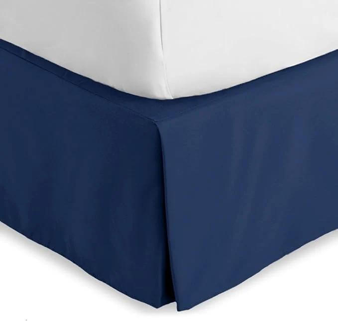 Premium Bare Home King Bed Skirt – 15-Inch Tailored Drop Easy Fit – Bed Skirt for Beds – Center amp Corner Pleats King Dark Blue Crafted