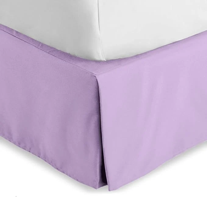 Environmentally Friendly Bare Home Queen Bed Skirt – 15-Inch Tailored Drop Easy Fit – Bed Skirt for Beds – Center amp Corner Pleats Queen Lavender Premium