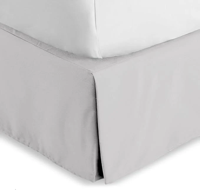 Enhanced Bare Home California King Bed Skirt – 15-Inch Tailored Drop Easy Fit – Bed Skirt for Cal King Beds – Center amp Corner Pleats Cal King Light Grey Modern