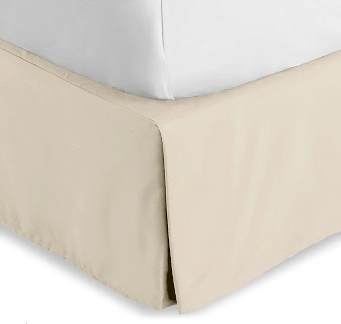 Reusable Bare Home California King Bed Skirt – 15-Inch Tailored Drop Easy Fit – Bed Skirt for Cal King Beds – Center amp Corner Pleats Cal King Sand Premium