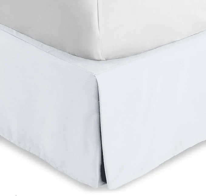Eco-Friendly Bare Home Queen Bed Skirt – 15-Inch Tailored Drop Easy Fit – Bed Skirt for Beds – Center amp Corner Pleats Queen White Smooth