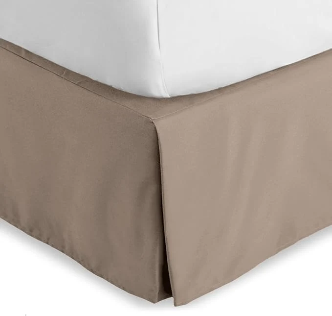 Refined Bare Home Twin XL Bed Skirt – 15-Inch Tailored Drop Easy Fit – Bed Skirt for Twin Extra Long Beds – Center amp Corner Pleats Twin XL Taupe Functional