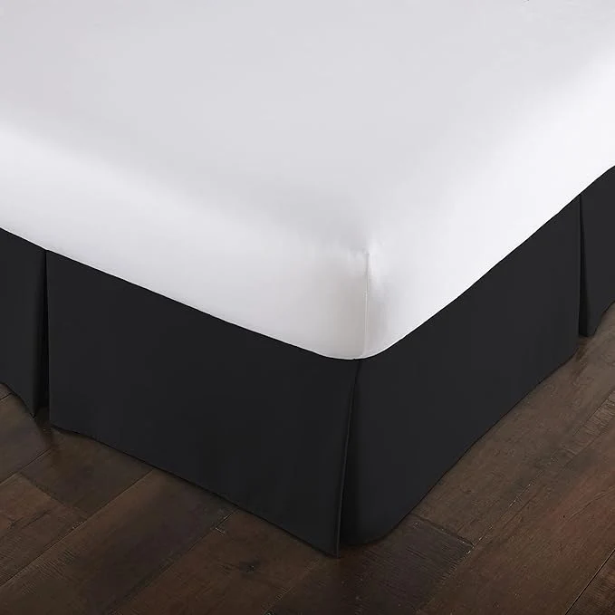 Reusable Southshore Fine Living Inc. 14 Inch Bed Skirt King Size – Pleated Dust Ruffle for King Size Bed 14 Inch Drop – Pet Hair Resistant Bedskirt Durable Easy Care Double Brushed Microfiber – Black Functional