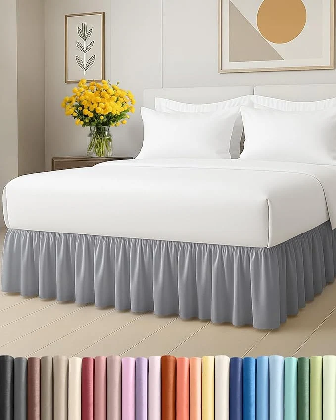 Minimalist Bedskirt Twin Size Ruffle – 15 inch Drop Dust Ruffle Bed Skirt with Platform – Soft Easy Fit Premium Hotel Quality – Wrinkle Fade amp Shrink Resistant – for Women Men Kids and Teens – Steel Blue Optimized
