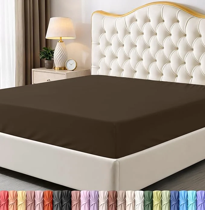 Convenient Utopia Bedding Queen Fitted Sheet – Bottom Sheet – Deep Pocket – Soft Microfiber – Shrinkage and Fade Resistant – Easy Care -1 Fitted Sheet Only Brown Sophisticated