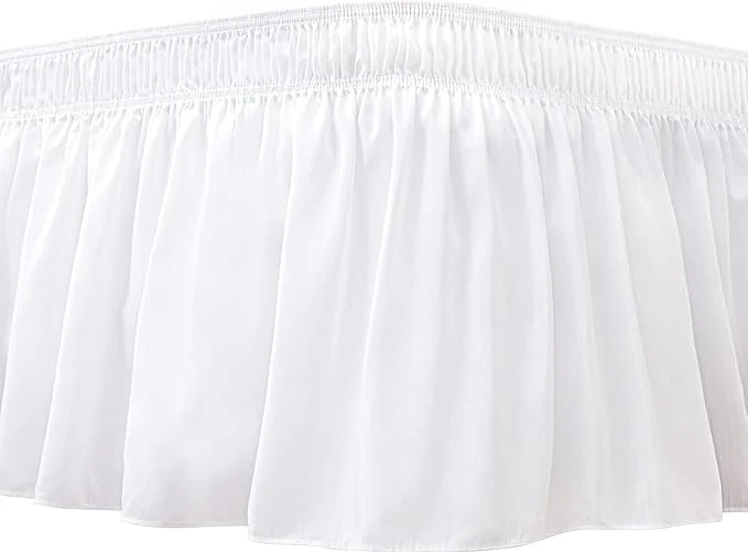 Secure Biscaynebay Wrap Around Bed Skirts for King amp Cal King Beds 17 quot Drop White Adjustable Elastic Dust Ruffles Easy Fit Wrinkle amp Fade Resistant Silky Luxurious Fabric Solid Machine Washable Contemporary