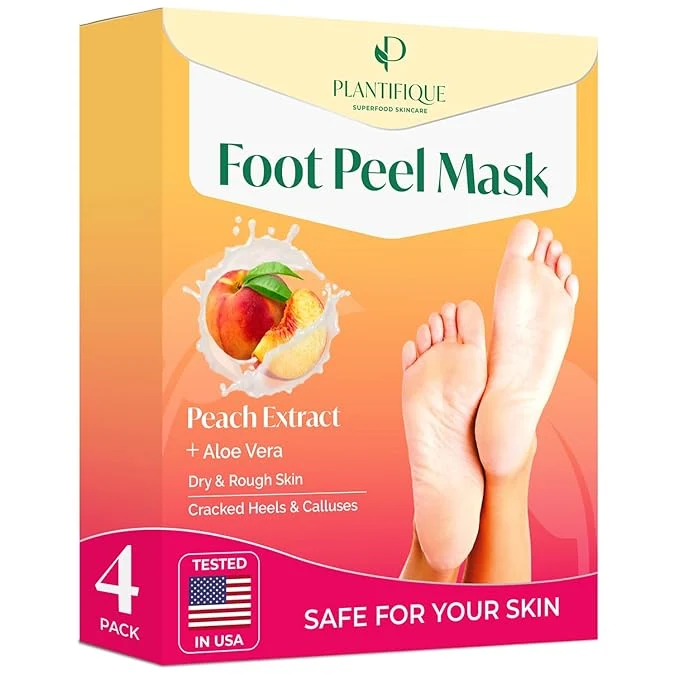 Exclusive PLANTIFIQUE Foot Peeling Mask 4 Pack Dermatologically Tested Repairs Heels Elegant