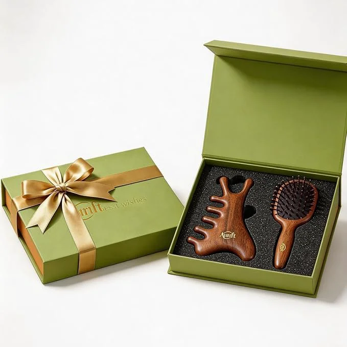 Excellent Mother s Day Gift for Mom 4-in-1 Wooden Gua Sha Facial Tools Hair Detangler Luxury
