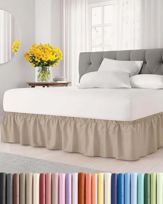 Verified Wrap Around Dust Ruffle Bed Skirt – Cream – for Full Size Beds with 15 Inch Drop – Easy Fit Elastic Strap – Adjustable Pleated Bedskirt w Brushed Fabric – Wrinkle – for Women Men Kids amp Teens Optimized