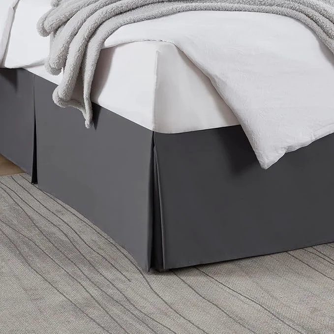 Fine Nestl Dark Gray Bed Skirt Queen Size – 14 Inch Drop – Brushed Microfiber Hotel Quality Pleated Bed Skirt – Shrinkage amp Fade Resistant Fine Crafted