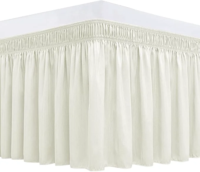 Traditional Biscaynebay Wrap Around Bed Skirts for Full amp Full XL Beds 21 quot Long Drop Ivory Adjustable Elastic Dust Ruffles Easy Fit Wrinkle Resistant Silky Luxurious Fabric Machine Washable Selected