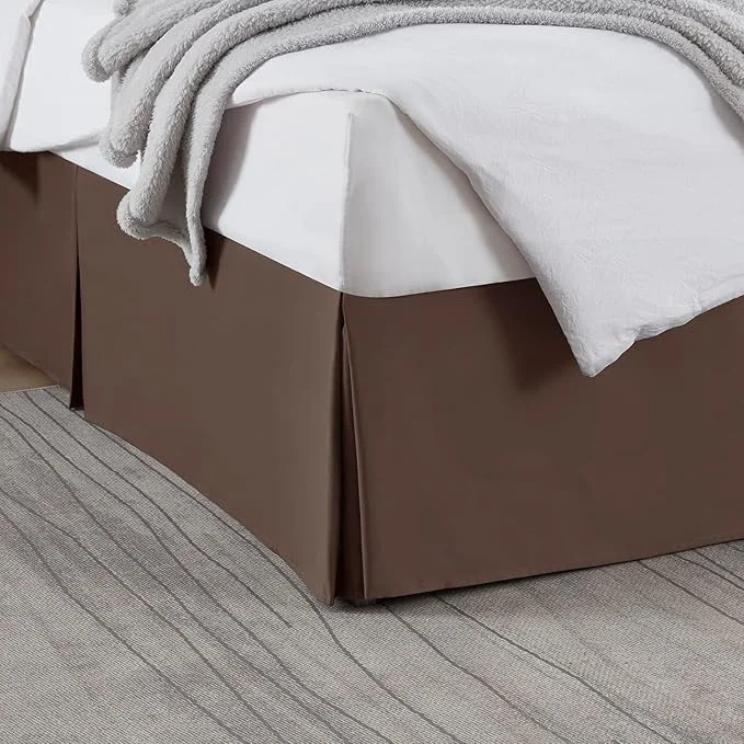 High-Grade Nestl Dark Brown Bed Skirt King Size – King Bed Skirt 14 Inch Drop – Brushed Microfiber Bed Skirts – Hotel Quality Pleated Bed Skirt – Shrinkage amp Fade Resistant Lightweight