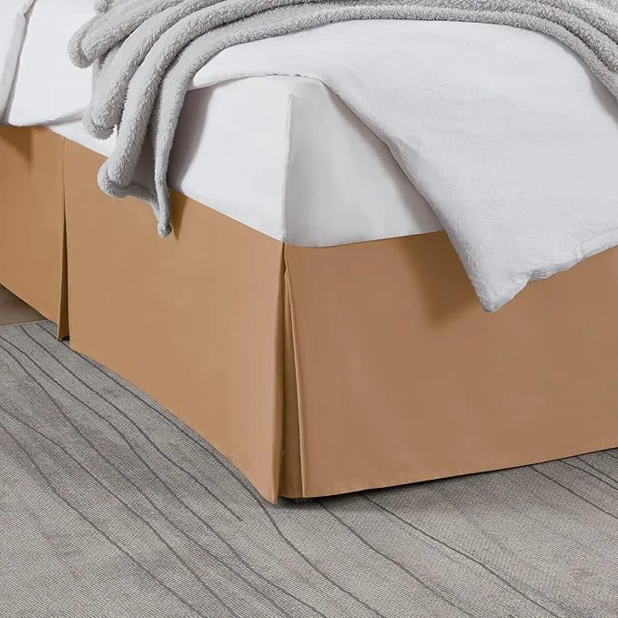 Premium Nestl Light Brown Full XL Bed Skirt – Full XL Size Bed Skirt 14 Inch Drop – Brushed Microfiber Bed Skirts – Hotel Quality Pleated Bed Skirt – Shrinkage amp Fade Resistant Dependable