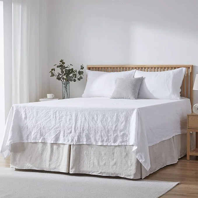 Reliable Simple amp Opulence Premium Linen Bed Skirt Basic Style 18 inch Tailored Drop Dust Proof Easy Fit Breathable 18 39 39 Basic-Linen Queen Traditional