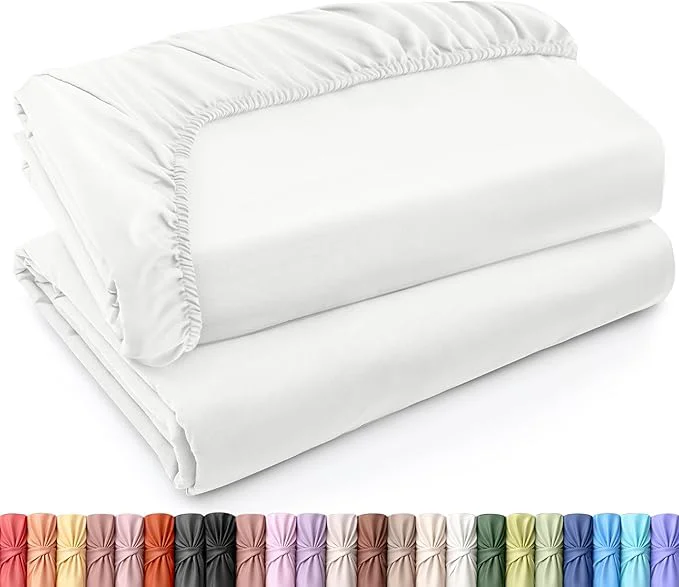 Genuine Utopia Bedding Twin XL Fitted Sheets – Bulk Pack of 2 Bottom Sheets – Soft Brushed Microfiber – Deep Pockets – Shrinkage amp Fade Resistant – Easy Care Twin XL White Official